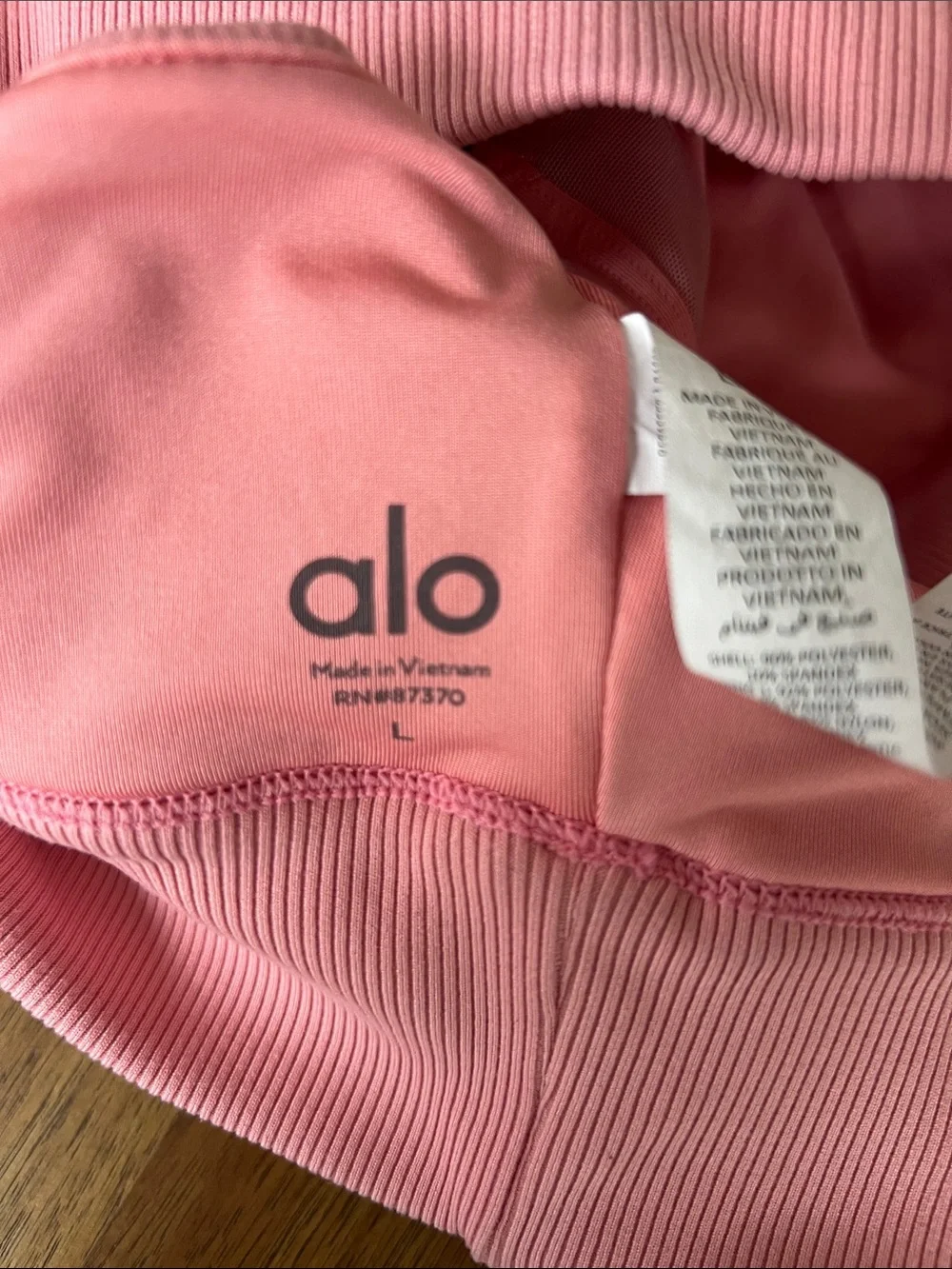 Alo Yoga Emulate Sports Bra Ribbed Pink Large